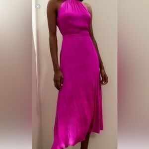 High neck pink dress!
